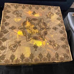 Indian handmade beaded/sequinned mesh tablecloth 42x42